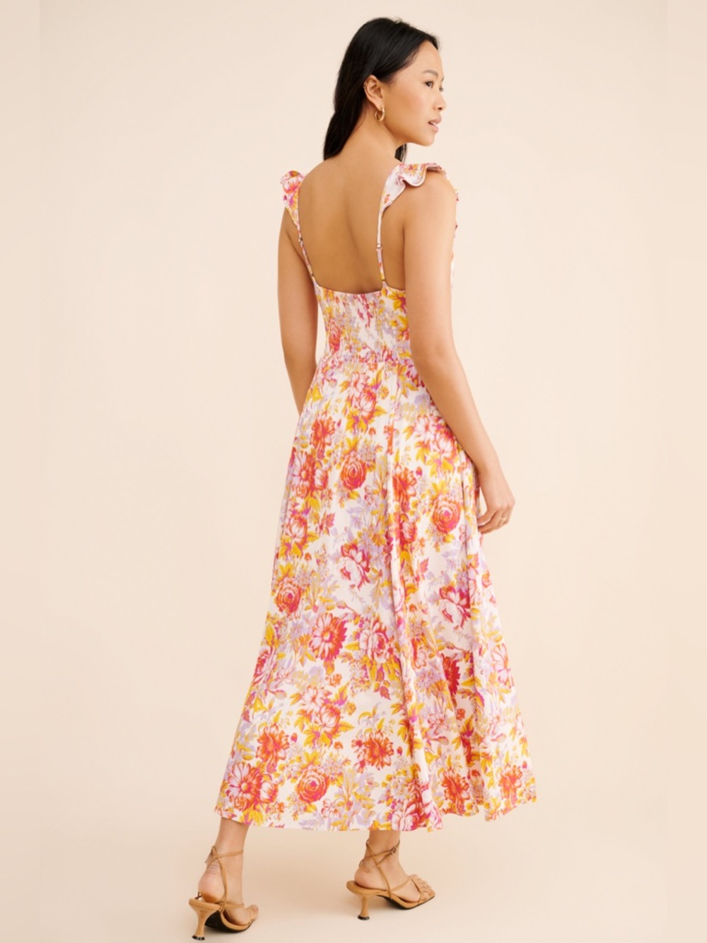 BHLDN Aubree Sleeveless Linen pink Floral Fit & Flare Maxi Dress - Picture 9 of 10